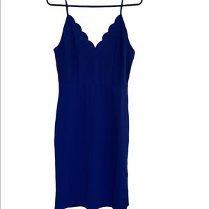 NWT SOCIALITE R BLUE SCALLOP TRIM BODYCON DRESS L
